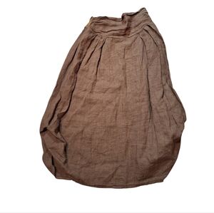 BROWN 100% Linen Balloon Oversized SKIRT TRENDY Now Midi Length Boho Lagenlook